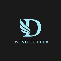 vector initial letter d business wing logo icon corporate technology concept blue color