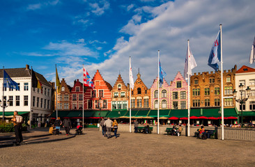 Markt town square in Bruges, Belgium in Autumn