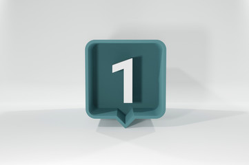 1 number balloon icon. Speech balloon 3d. Number One. 3D illustration.