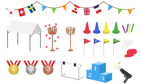 運動会 イラスト ベクター 玉入れ メダル セット Stock ベクター Adobe Stock