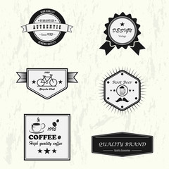Vector set of design premium quality and guarantee labels with retro vintage styled