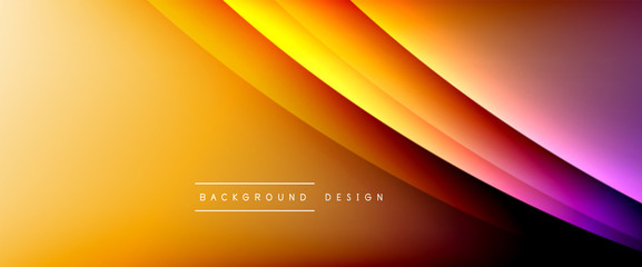 Wave liquid style lines with shadows and light on gradient background. Trendy simple fluid color gradient abstract background with dynamic straight shadow line effect