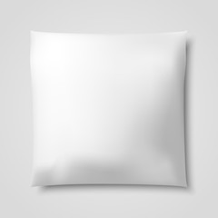 3D Realistic blank white square pillow, vector illustration