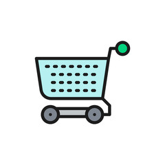 Shopping cart, trolley flat color line icon. Isolated on white background