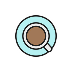 Coffee, tea flat color line icon. Isolated on white background