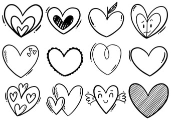 0077 hand drawn scribble hearts