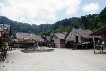 Fototapeta na wymiar Moken wooden village at surin island