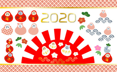 Hand-drawn Daruma vector illustration material cute Lucky charm