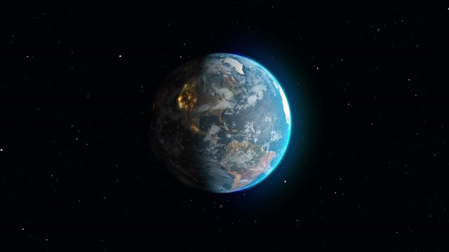 Abstract background of colorful fireworks exploding in celebration on the planet Earth and USA in space