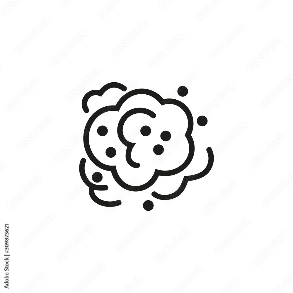 Poster cloud of dust thin line icon. allergen, pollution isolated outline sign allergy or polluted environm