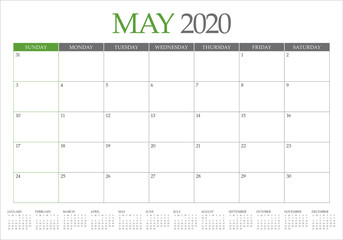 May 2020 desk calendar vector illustration
