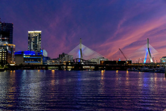 Zakim Bridge At Sunset, Boston, MA