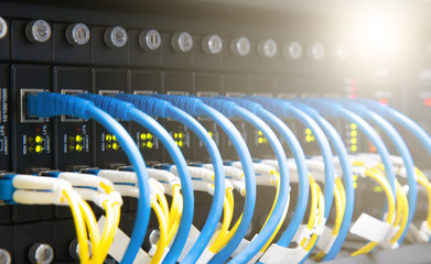 Information technology,ethernet cable on network switches.
