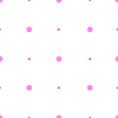 Vector white & pink polka dot background seamless pattern design illustration for birthday fabric party event decoration gift wrap scrapbook project print fabric wallpaper textile fashion