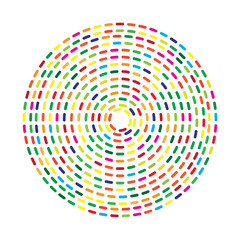 Colorful dashed random circles abstract background