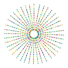 Colorful dashed random circles abstract background