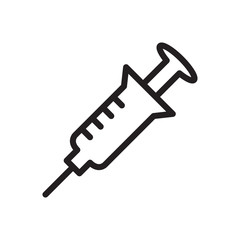 Syringe, Injection, Vaccination in trendy outline style design. Vector graphic illustration. Syringe icon for website design, logo, app, and ui. Editable vector stroke.Pixel perfect. EPS 10.
