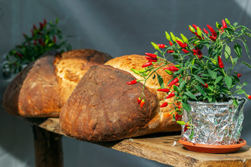 Decoration with bread house and flowers