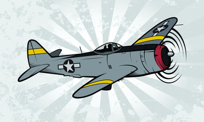 World War II Fighter Aircraft vector illustration on textured background
