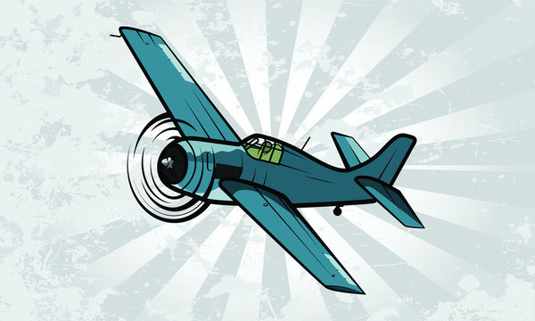 World War II Fighter Aircraft vector illustration on textured background