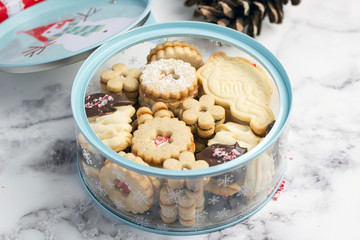 Christmas cookies in holiday box