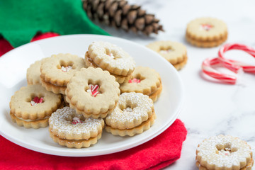 Christmas linzer cookies