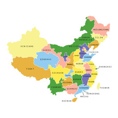 Vector illustration of administrative division map of China. 