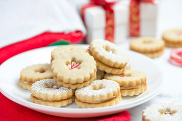 Christmas linzer cookies