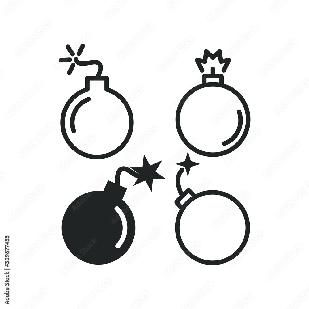 Poster Bomb icon vector sign isolated for graphic and web design. Bomb symbol template color editable on white background. Thin linear graphic Eps10.