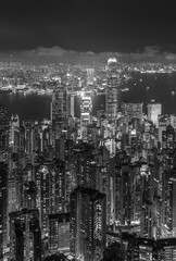 Victoria Harbor of Hong Kong city at night - 309877416