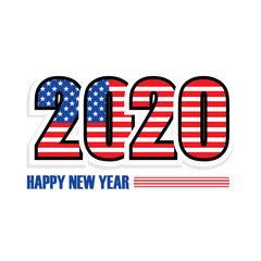 2020 New Year background with national flag of USA and fireworks