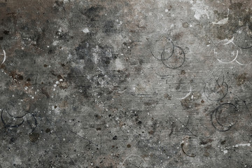 Grunge surface. Dirty background with different imprints and coffee drops. Imitation of the surface of an old table.