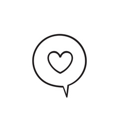 Message Bubble Love vector Icon with hand drawn doodle cartoon style isolated