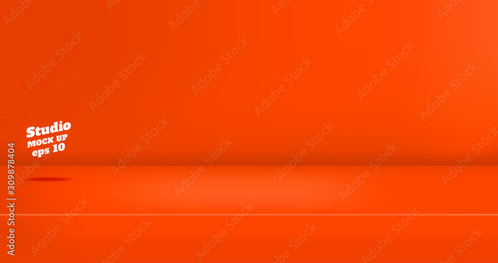 Aufkleber vector,empty vivid red orange color studio table room background ,product display with copy space fo