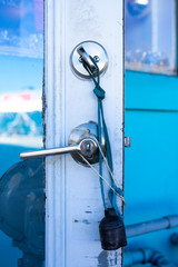 Bright Blue Door with Nautical Rope