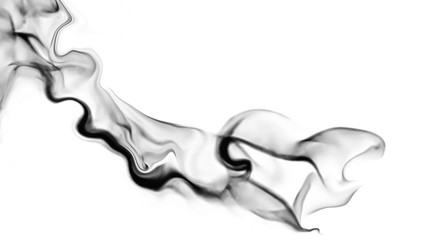 Digital blur black smoke wave . Abstract isolated white background. Texture overlays.