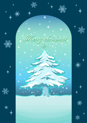 クリスマスカード　ツリー　背景イラスト