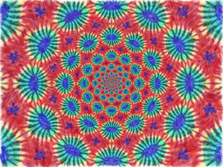 Colorful digital graphic kaleidoscope symmetry mandala style in laser light sunray trial pattern, Tie Dye , spiderweb art abstract background for art projects, banner, business,   card, 3D, template