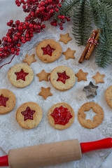 home made traditional German Linzer Cookies