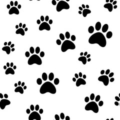 Fototapeta na wymiar Paws seamless pattern. Dog paw texture. Mascot love background.