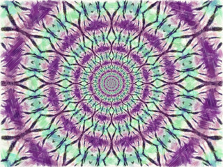 Obraz premium Colorful digital graphic kaleidoscope symmetry mandala style in laser light sunray trial pattern, Tie Dye , spiderweb art abstract background for art projects, banner, business, card, 3D, template