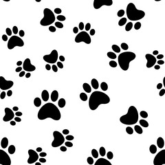 Fototapeta premium Paws seamless pattern. Dog paw texture. Mascot love background.
