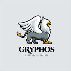 griffin logo modern colorful vector illustration. animal template. heraldic creature t-shirt design inspiration inspiration.