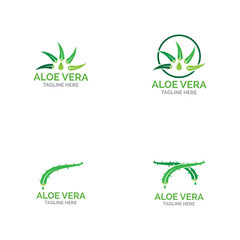 Aloe vera logo vector illustration template