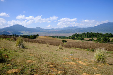 Paisaje de campo y monta&ntilde;a en Michoacan