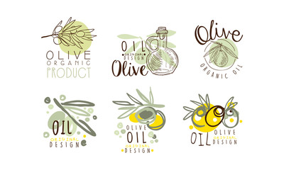 Olive Oil Labels and Logos Design Vector Set