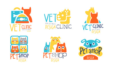 Naklejka premium Pet Shop Original Label Design Vector Set