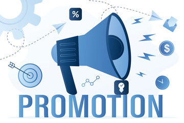 Advertising and marketing concept background. Big loudspeaker for promotion.