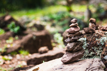 Fototapeta na wymiar Rock arrangement. According to the beliefs of the Zen religion.