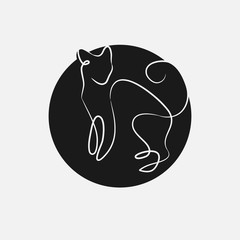 One line cat design silhouette.hand drawn minimalism style vector illustration